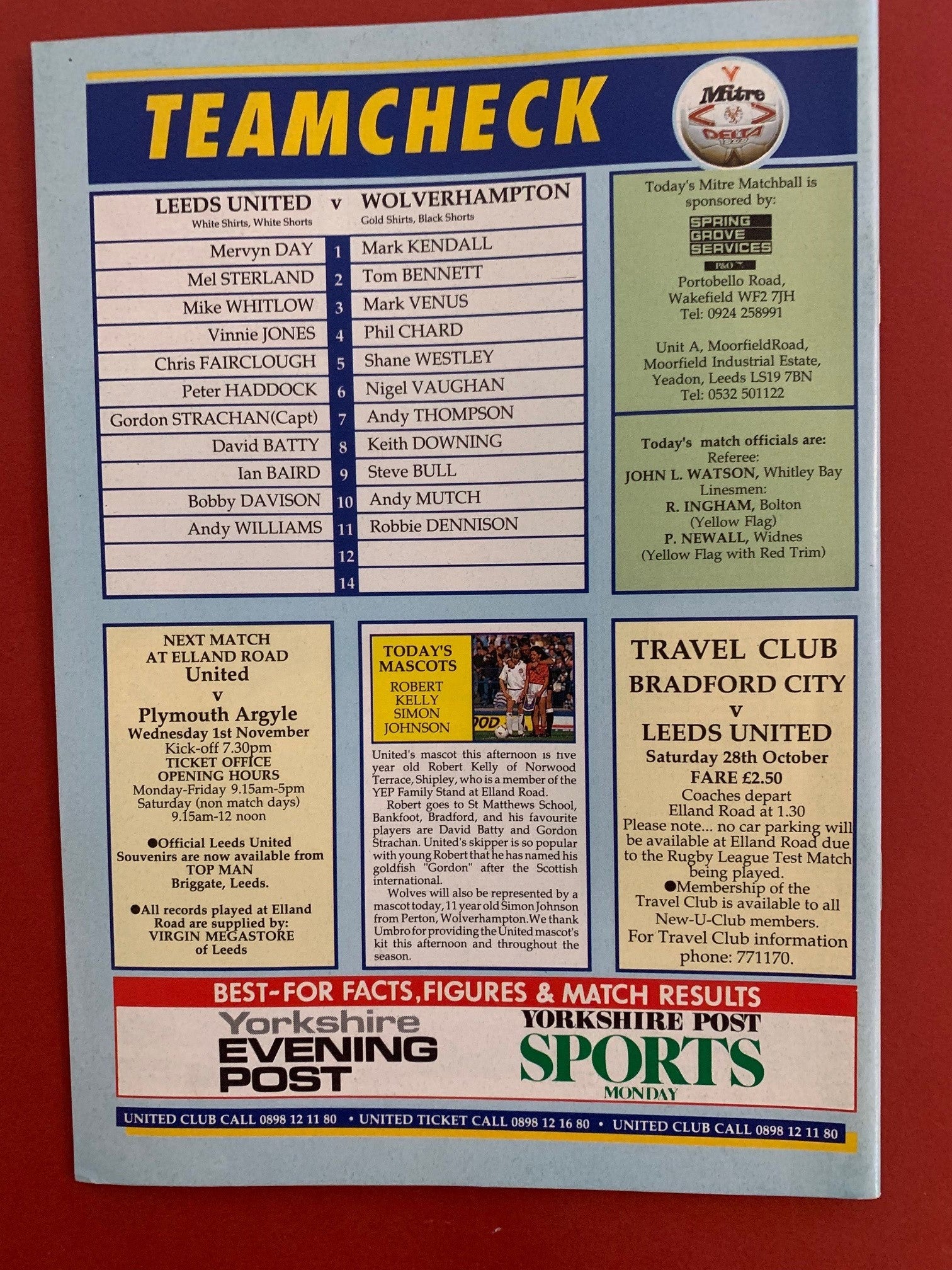 1989 -21.10 - LEEDS UNITED VS - WOLVERHAMPTON WANDERERS