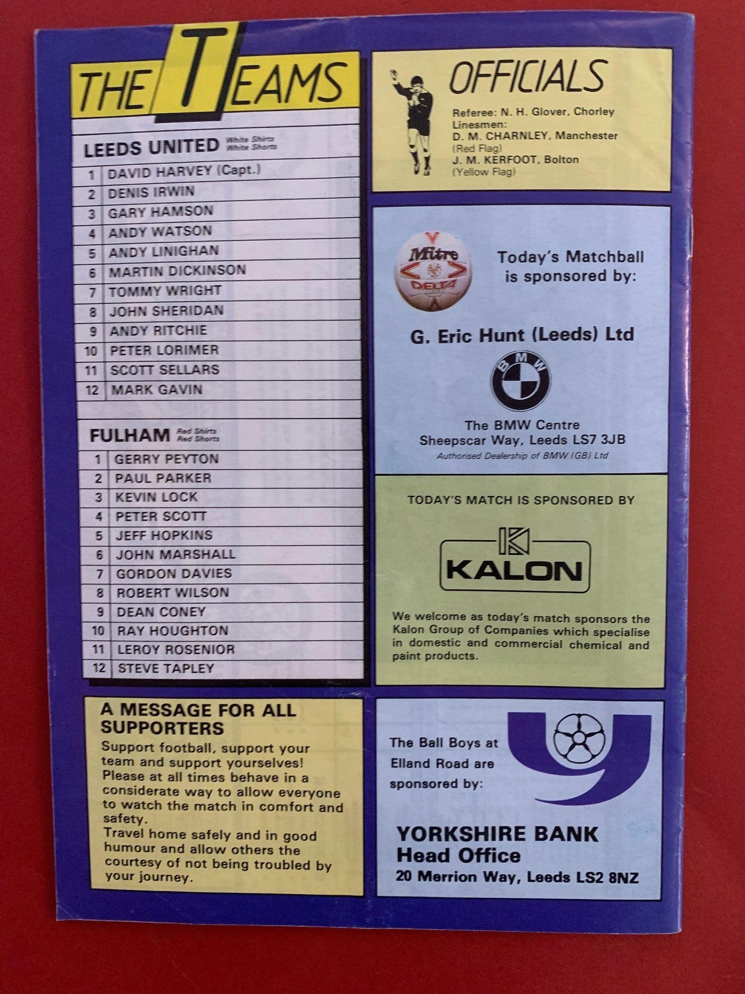 1984-27.8 - LEEDS UNITED VS FULHAM