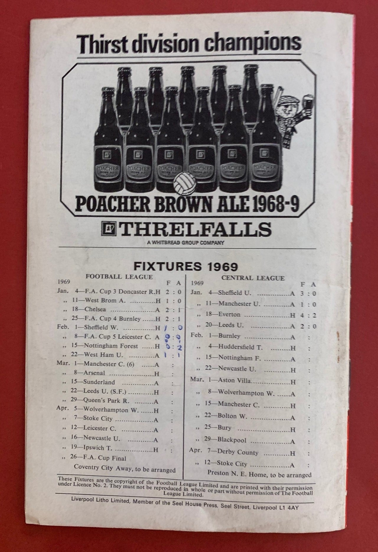 1969-1.2 - LIVERPOOL VS SHEFFIELD WEDNESDAY