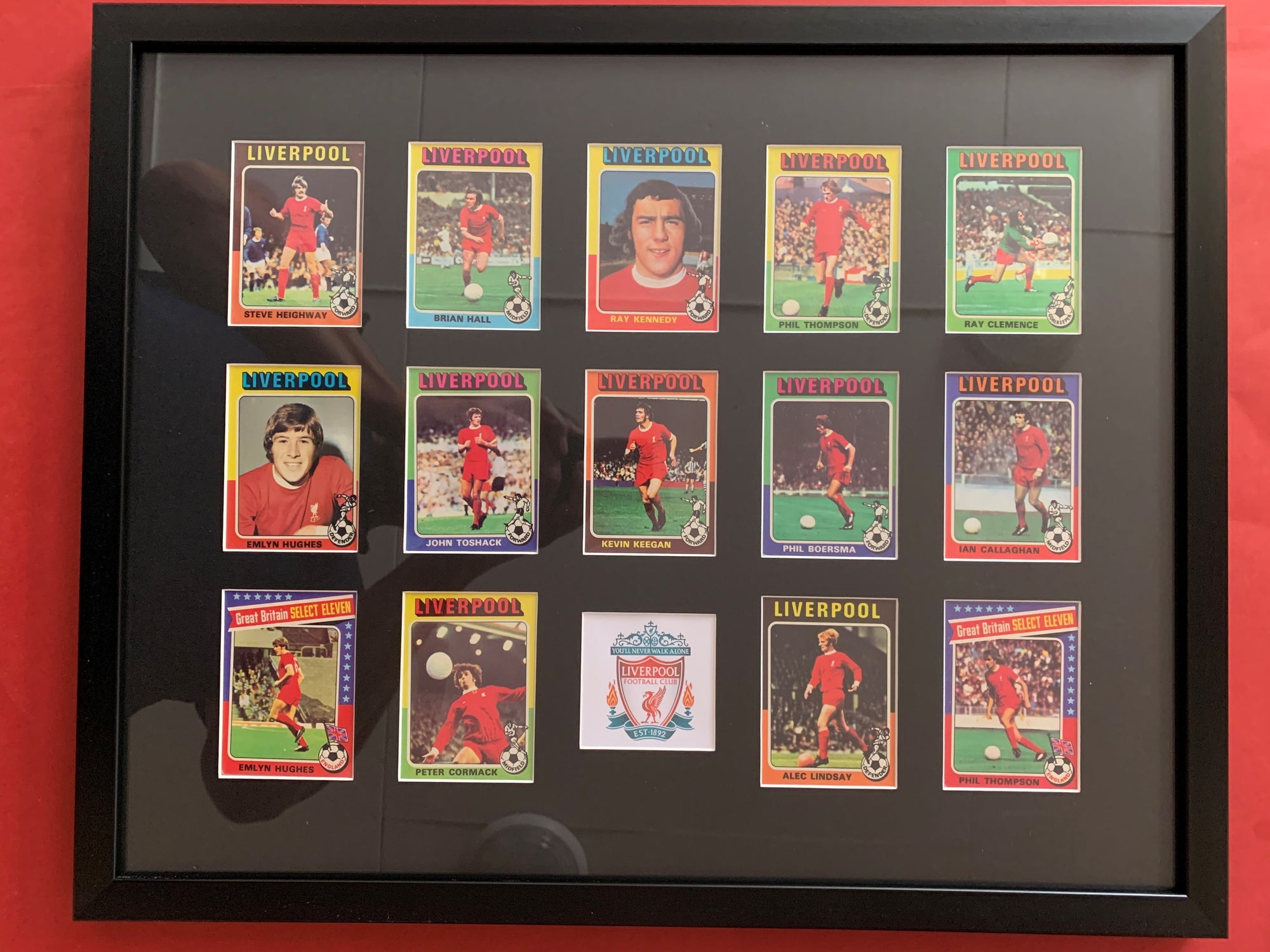 LIVERPOOL FOTBALLKORTMONTASJE FRA TOPPS 1975/76 SESONGEN