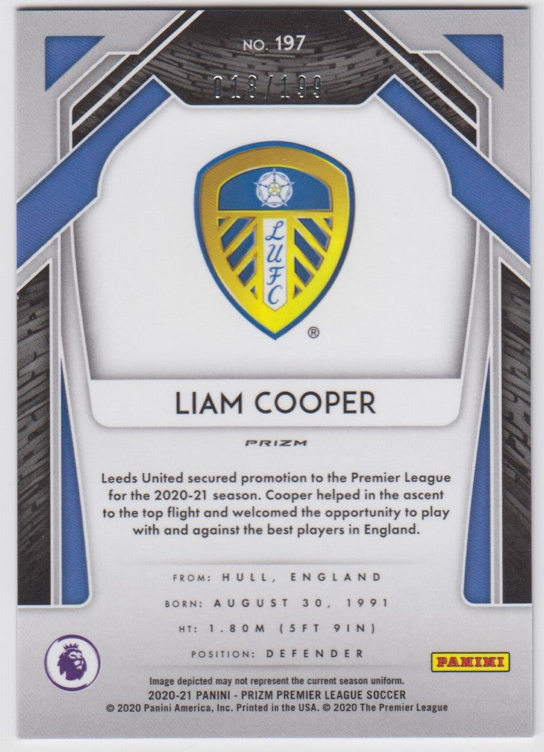 #199. BLUE PRIZM - 197. LIAM COOPER - LEEDS UNITED  - ROOKIE - CARD 18 OF 199