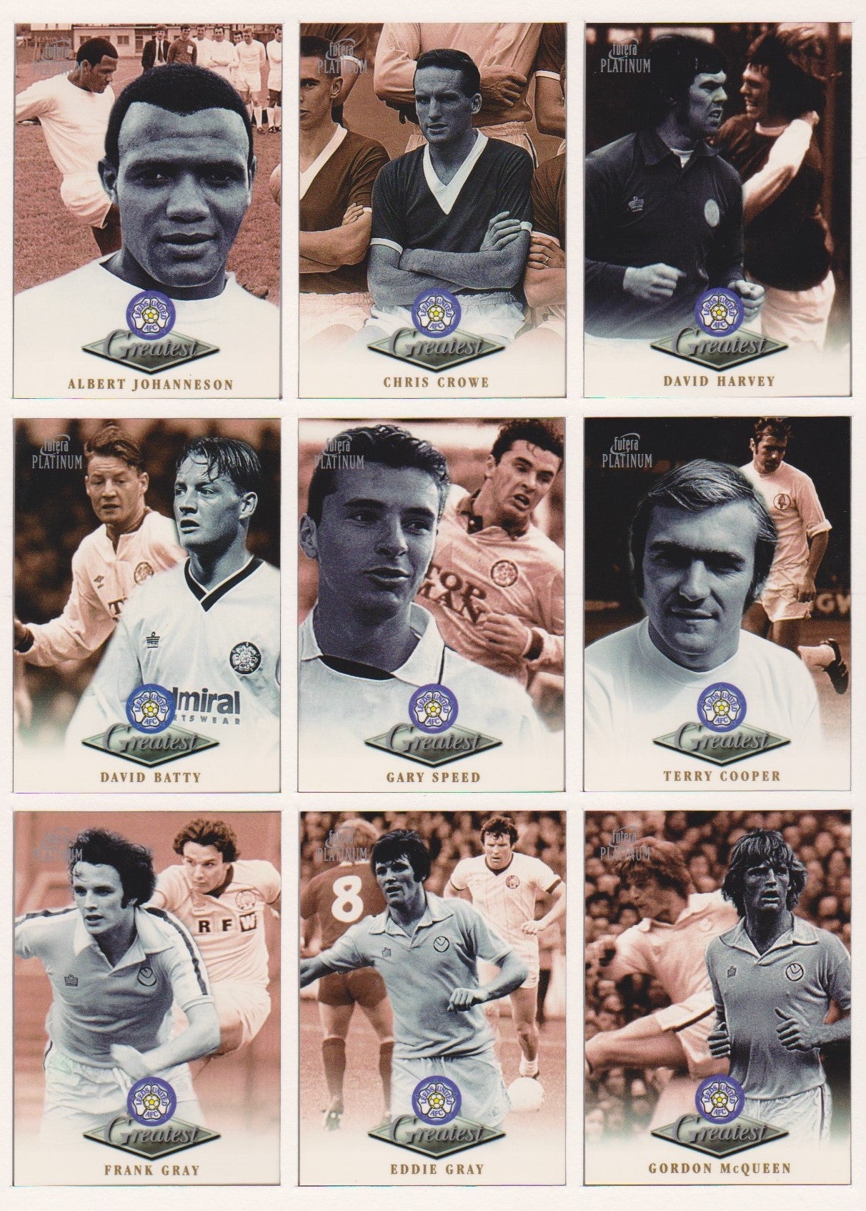 LEEDS UNITED - FUTERA GREATEST PLATINUM 1999 - KOMPLETT SETT