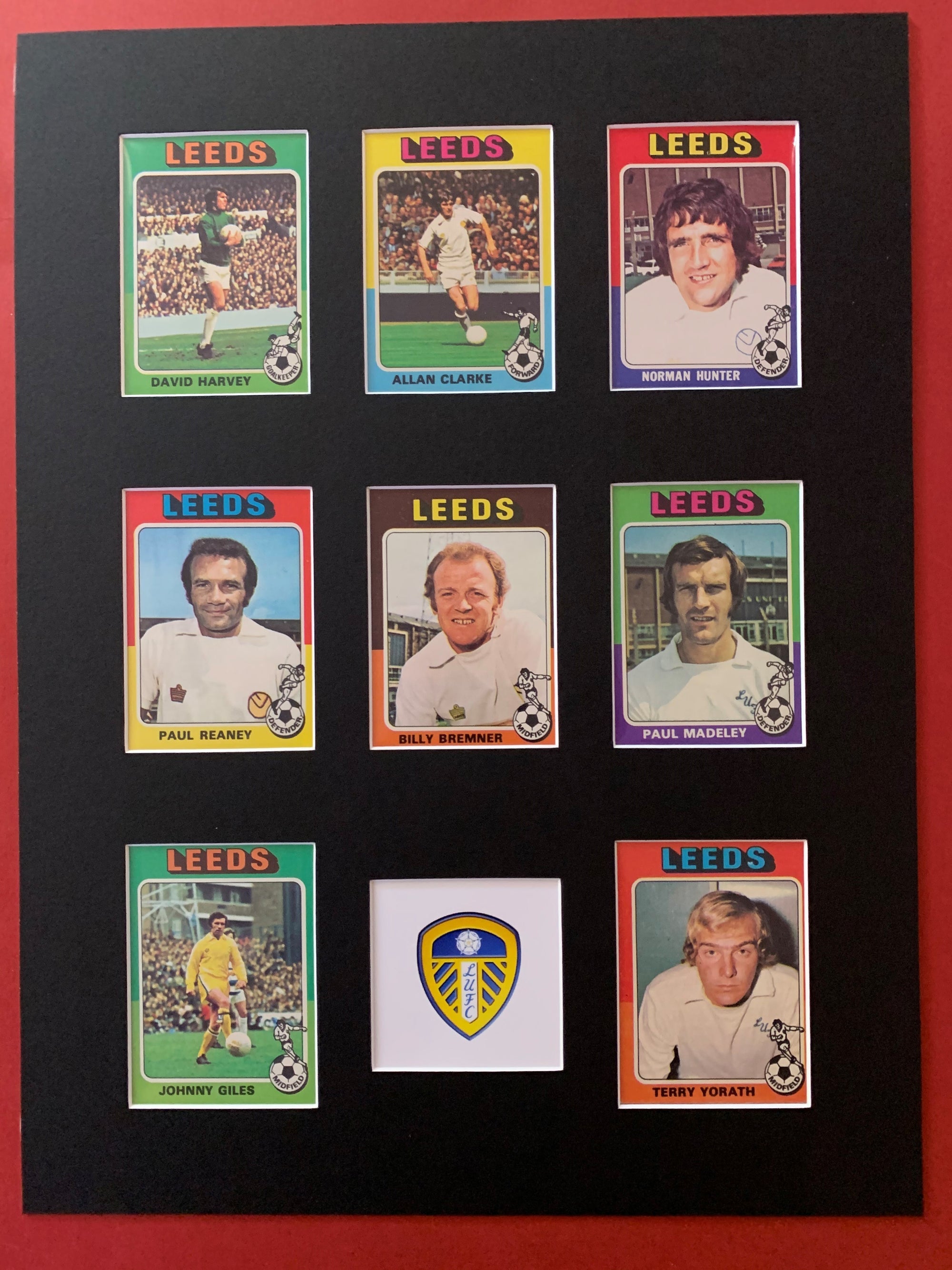 LEEDS UNITED FOTBALLKORTMONTASJE FRA TOPPS 1975/76