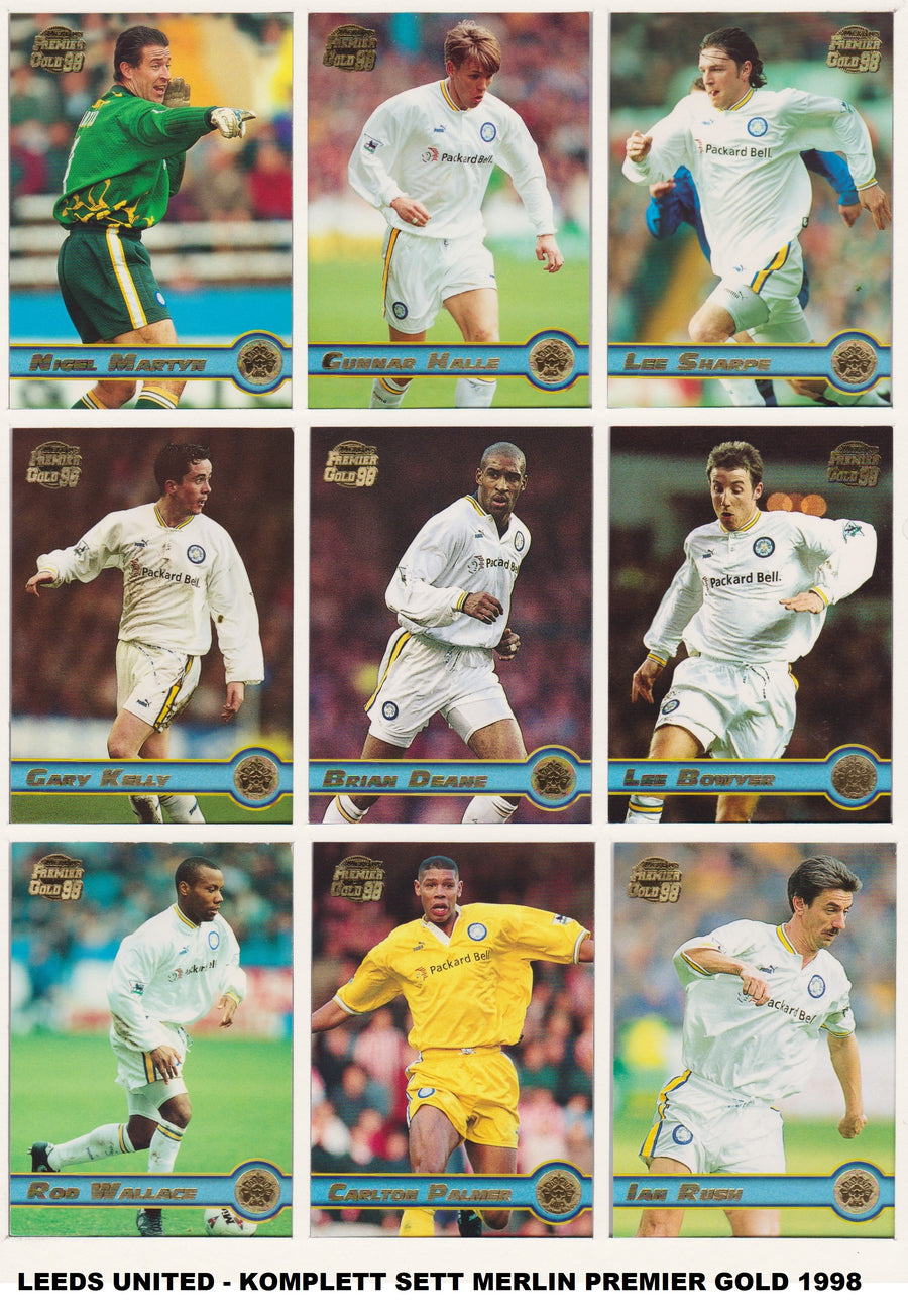 000. LEEDS UNITED - KOMPLETT SETT MED MERLIN`S PREMIER GOLD 1998