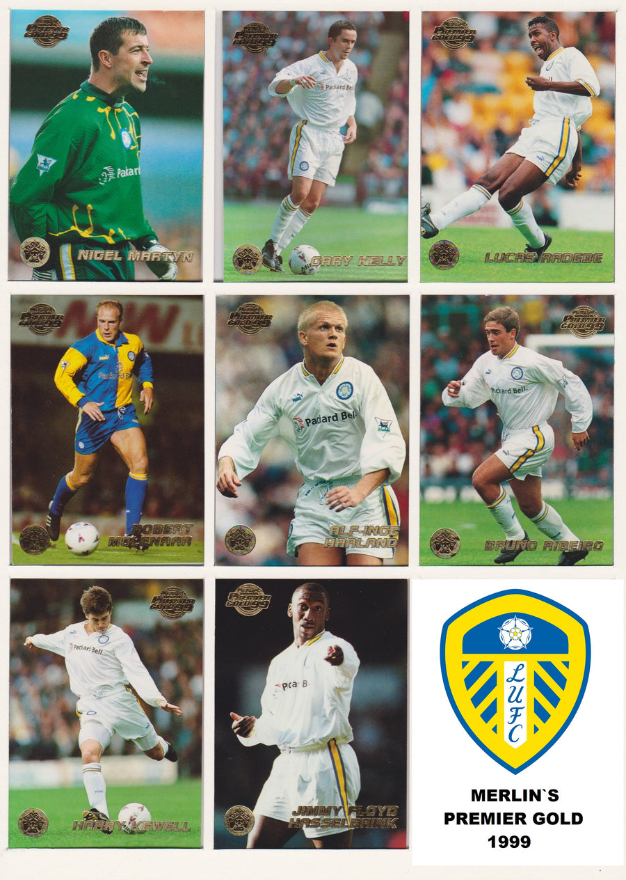 000. LEEDS UNITED - KOMPLETT SETT MED MERLIN`S PREMIER GOLD 1999