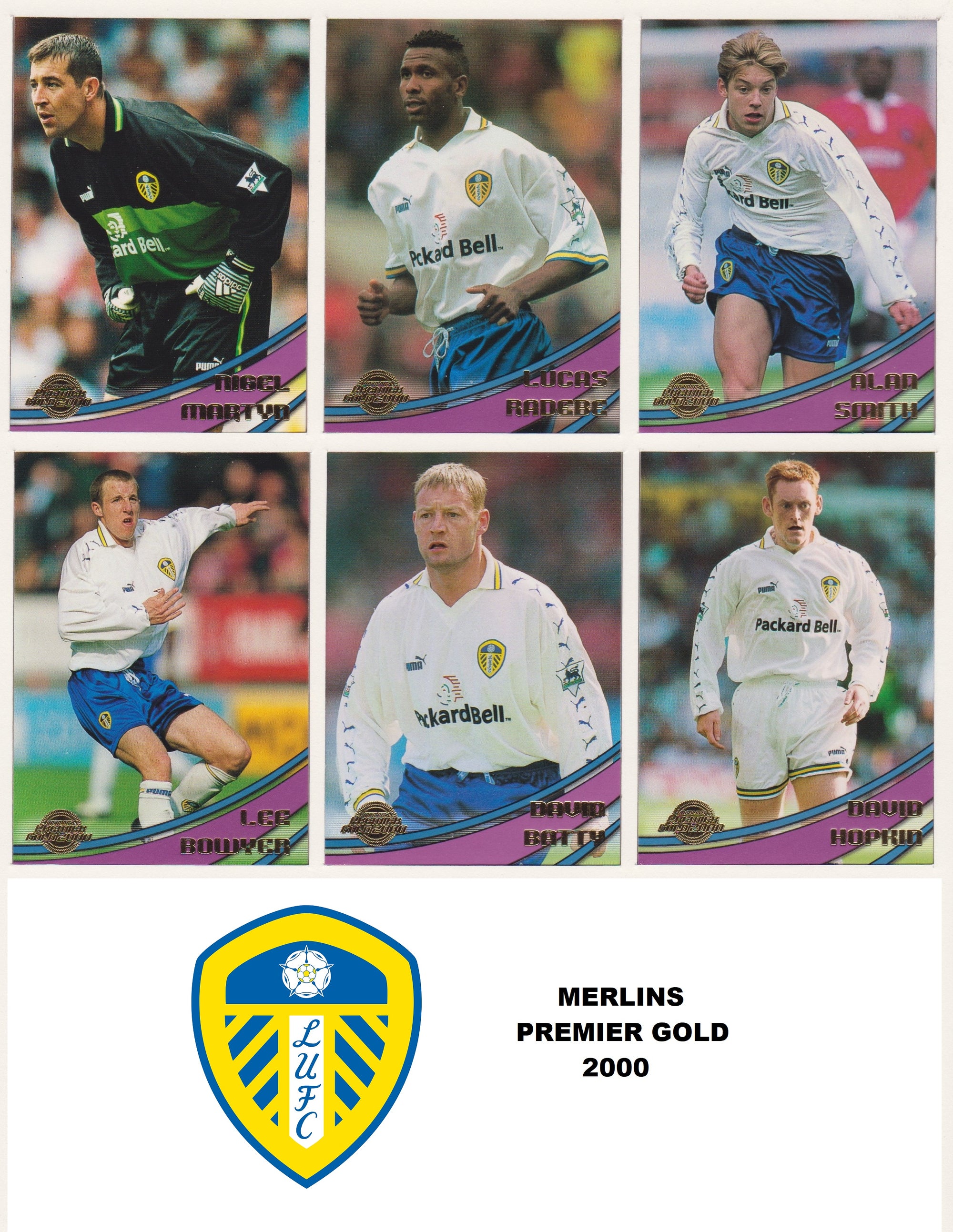 000. LEEDS UNITED - KOMPLETT SETT MED FOTBALLKORT TOPPS PREMIER GOLD 2000