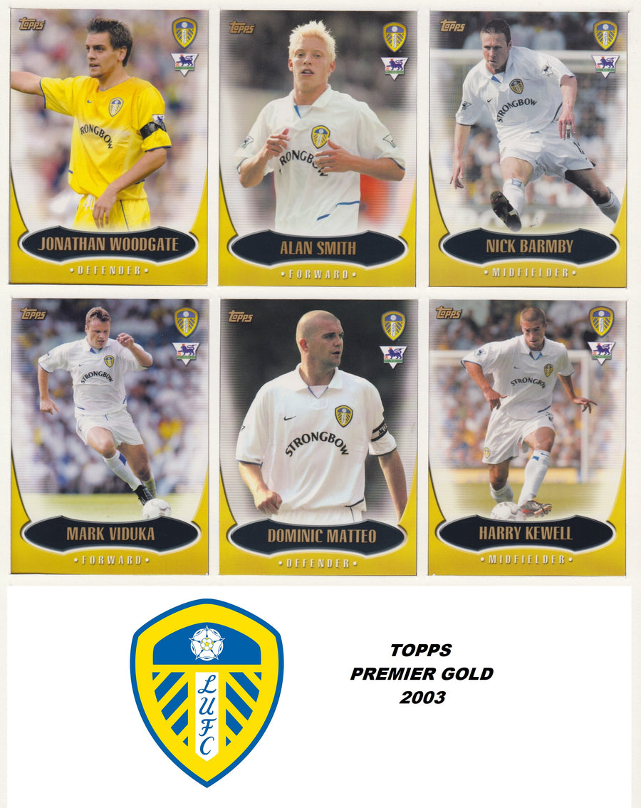 000. LEEDS UNITED - KOMPLETT SETT MED FOTBALLKORT TOPPS PREMIER GOLD 2003