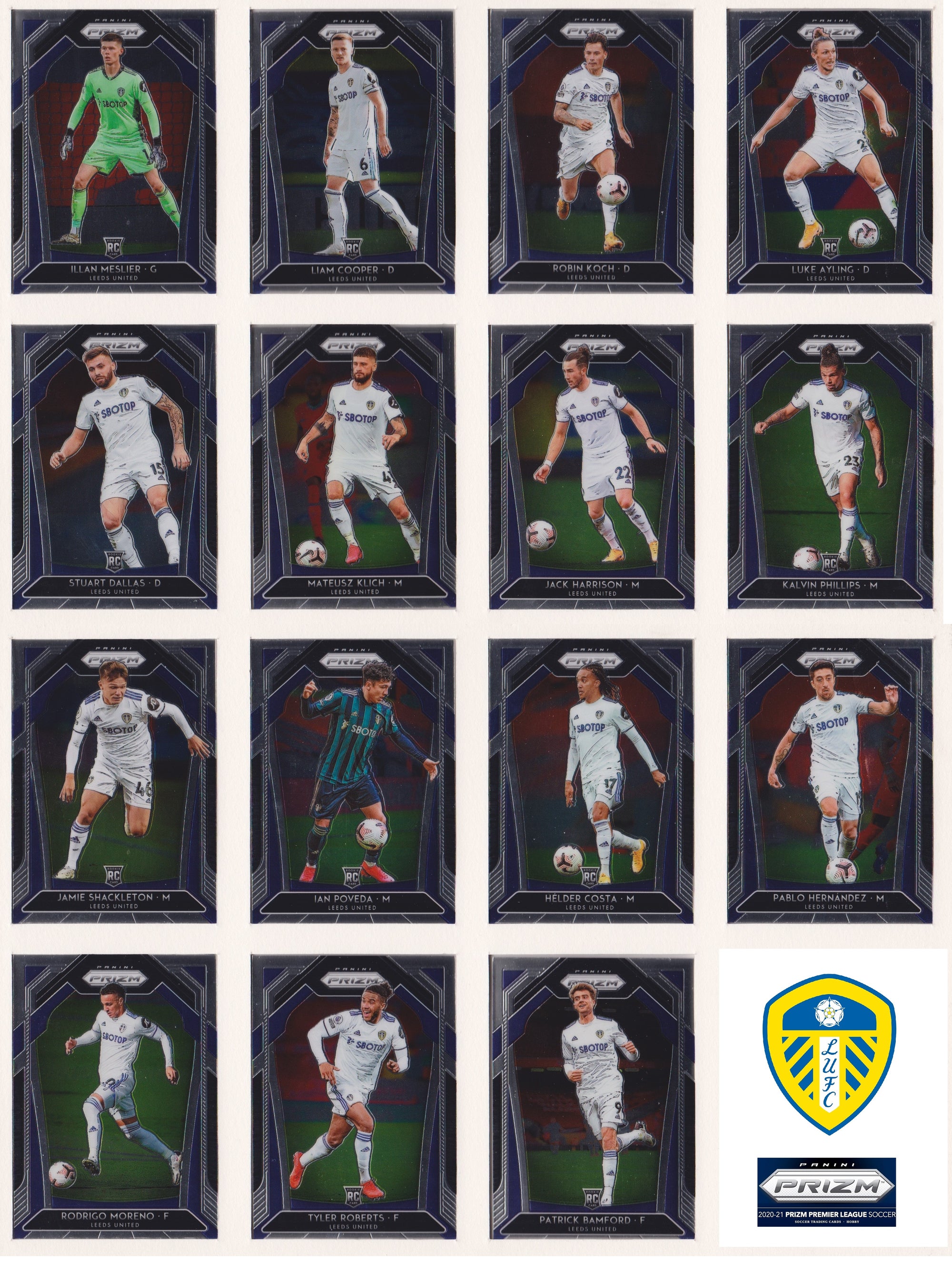 LEEDS UNITED - KOMPLETT SETT MED PANINI PRIZM PREMIER LEAGUE 2020/21