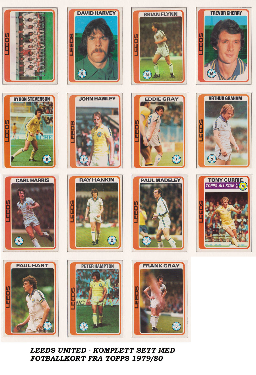000. LEEDS UNITED - KOMPLETT SETT MED FOTBALLKORT FRA TOPPS 1979/80