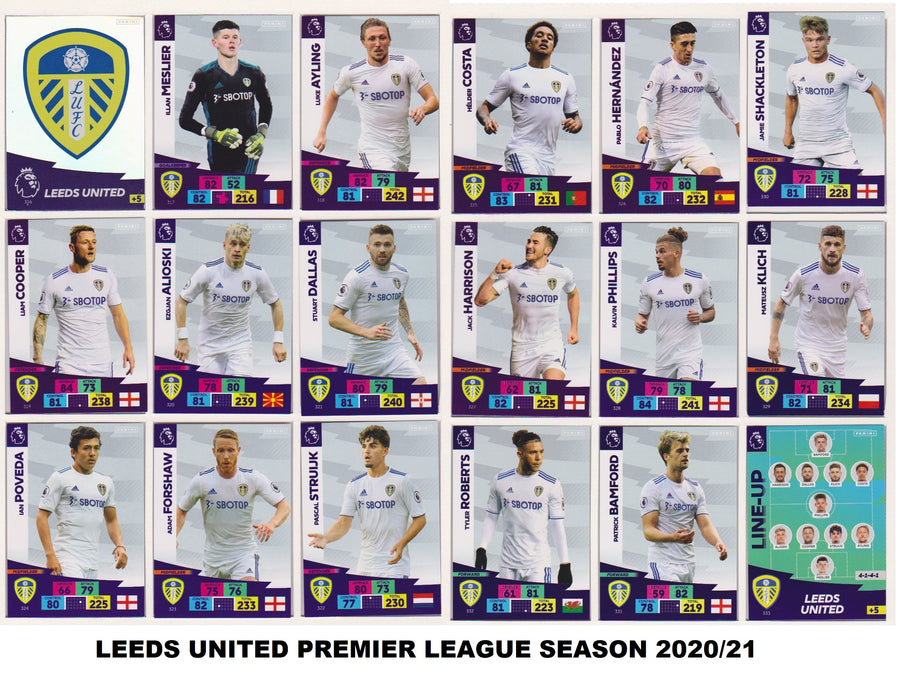 000. LEEDS UNITED KOMPLETT LAGSETT PANINI ADRENALYN PREMIER LEAGUE 2020/21