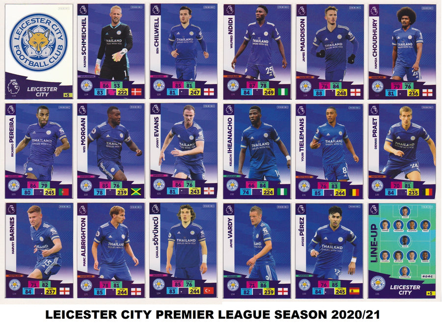 000. LEICESTER CITY KOMPLETT LAGSETT PANINI ADRENALYN PREMIER LEAGUE 2020/21