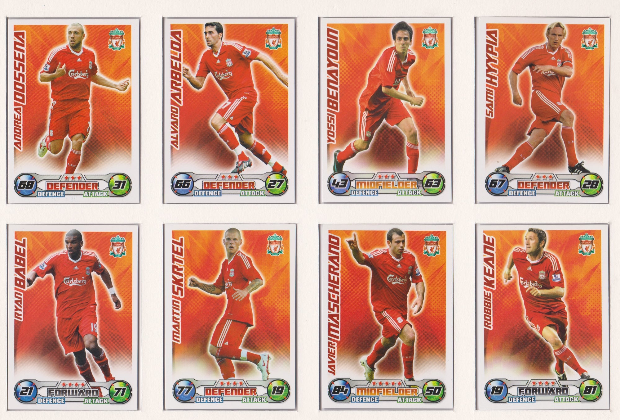 000. LIVERPOOL - KOMPLETT SETT MED MATCH ATTAX 2008/09