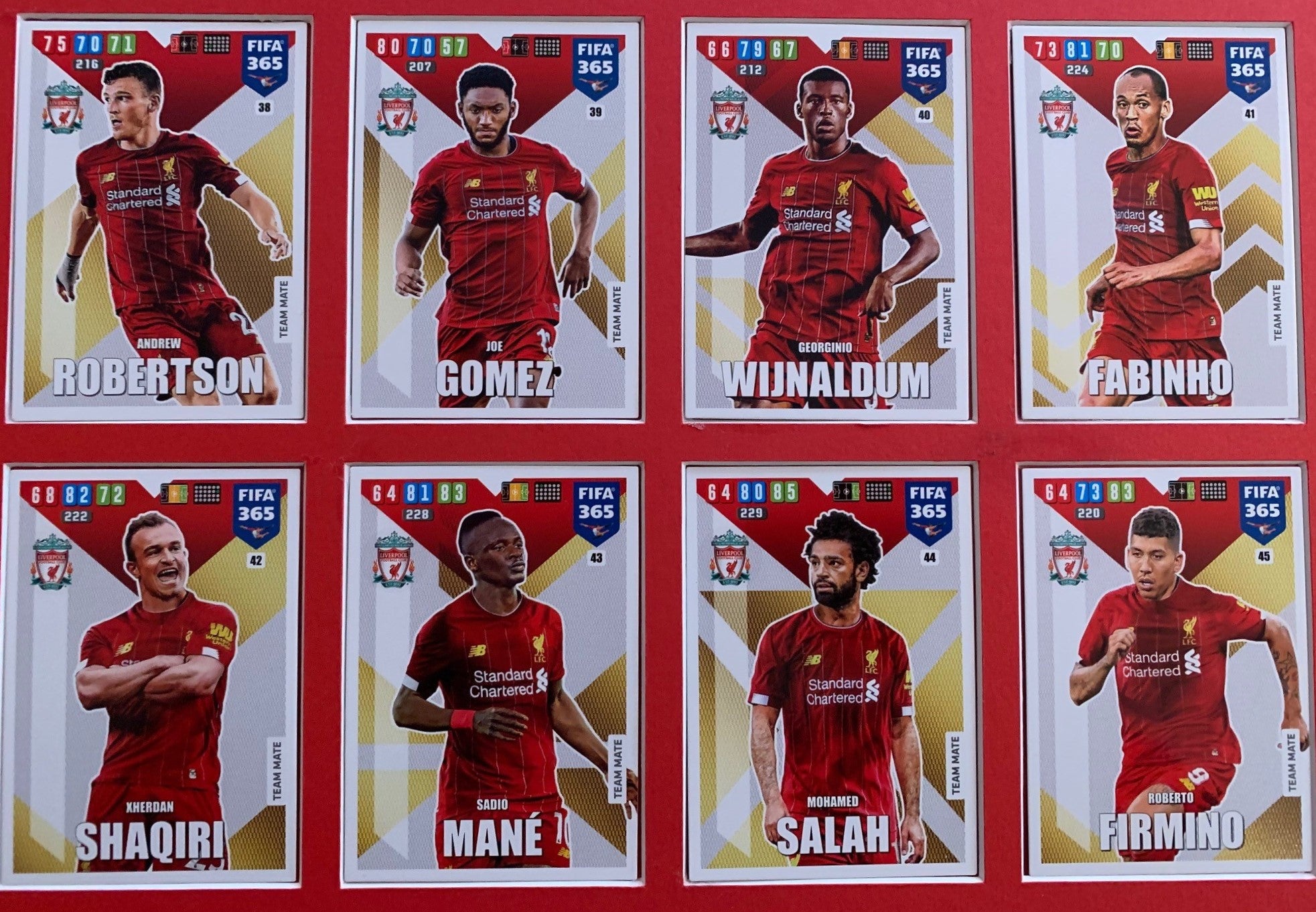 000. LIVERPOOL - KOMPLETT SETT TEAM MATES PANINI FIFA 365 ADRENALYN 2020