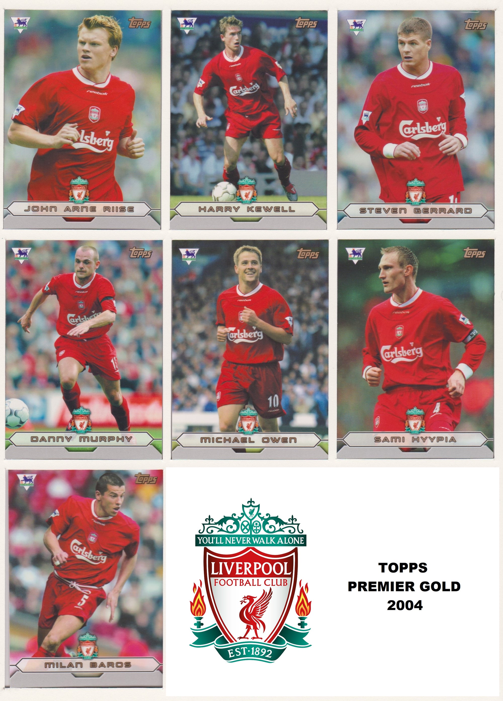 000. LIVERPOOL  - KOMPLETT SETT MED FOTBALLKORT TOPPS PREMIER GOLD 2004