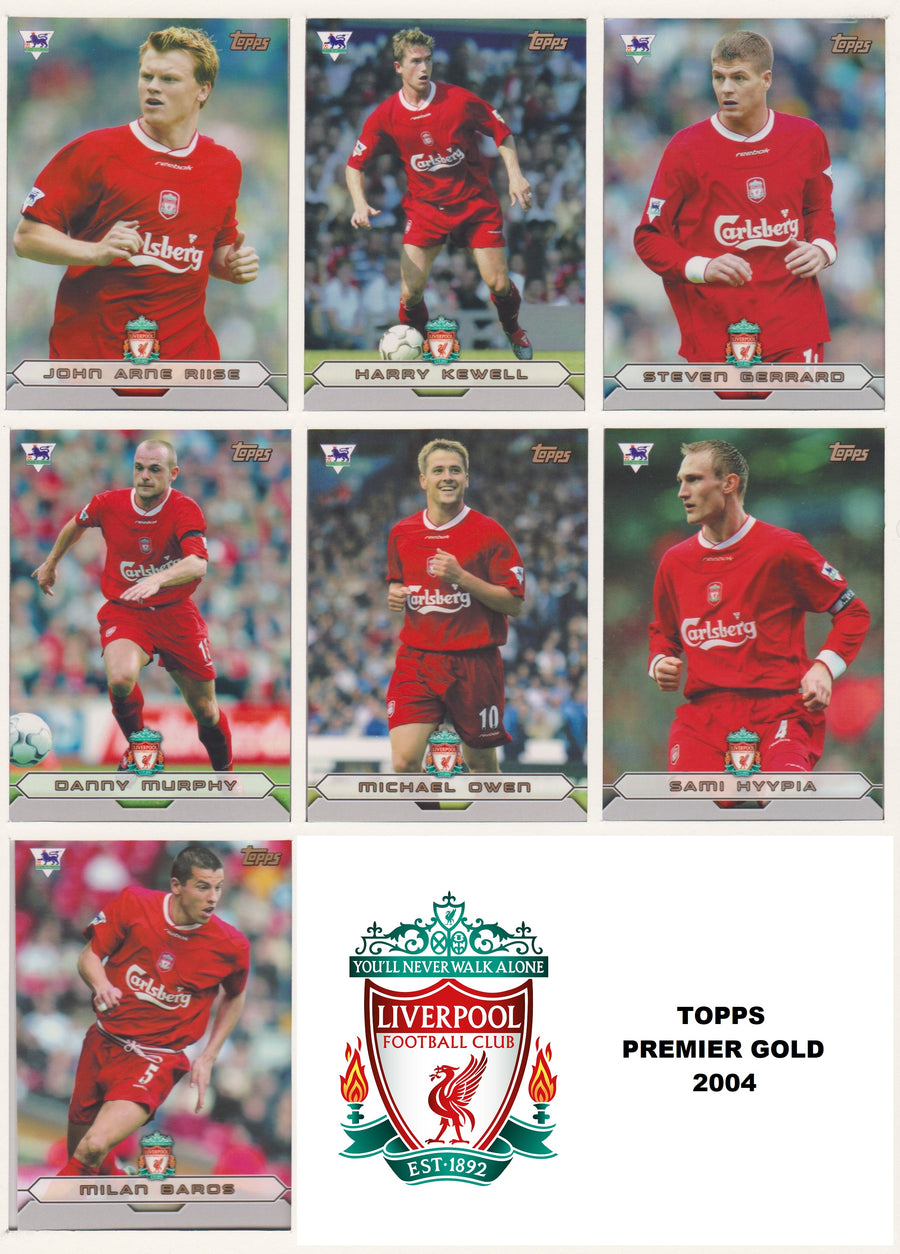 000. LIVERPOOL  - KOMPLETT SETT MED FOTBALLKORT TOPPS PREMIER GOLD 2004