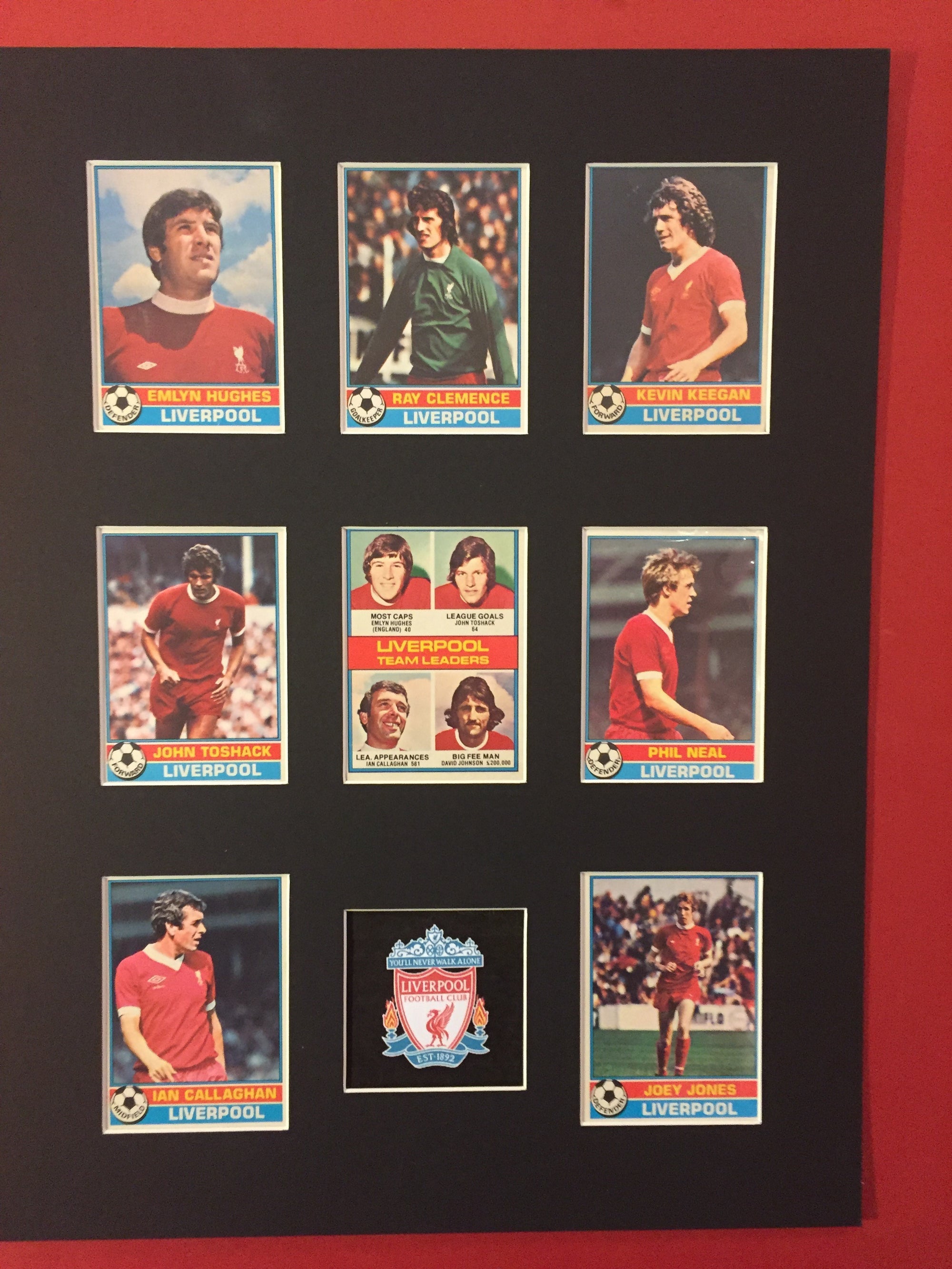 00004. LIVERPOOL FOTBALLKORT MONTASJE MED KORT FRA SESONGEN 1977/78
