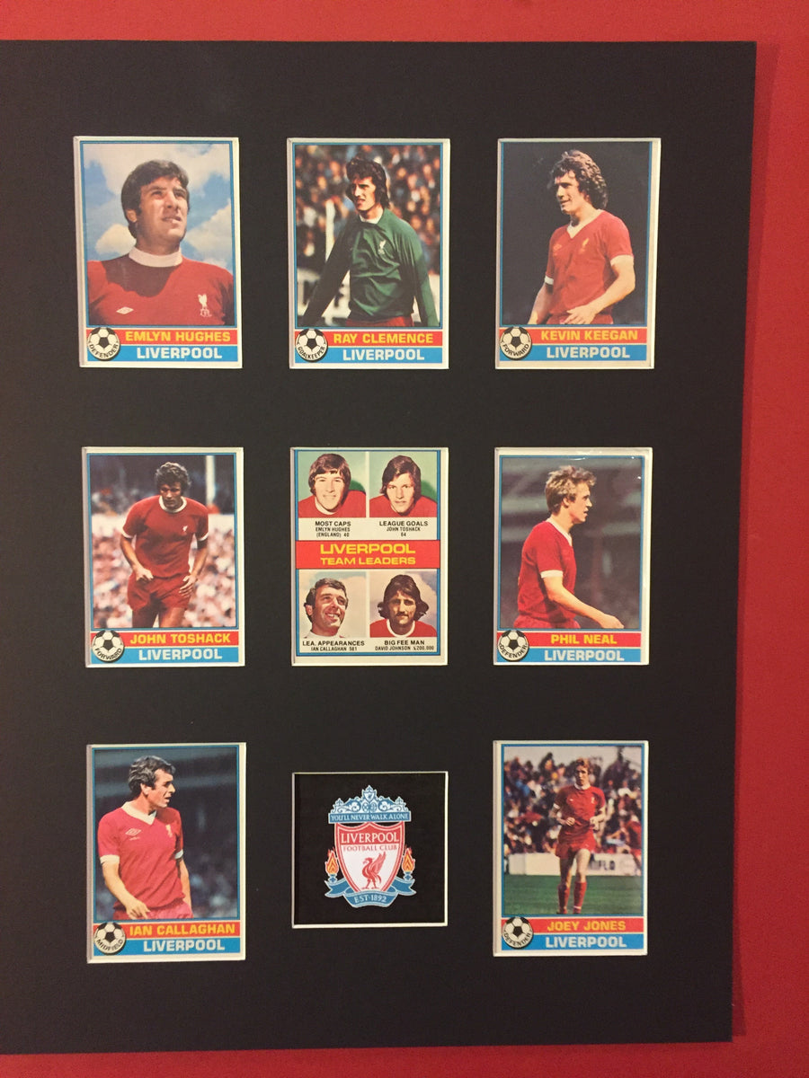 00004. LIVERPOOL FOTBALLKORT MONTASJE MED KORT FRA SESONGEN 1977/78