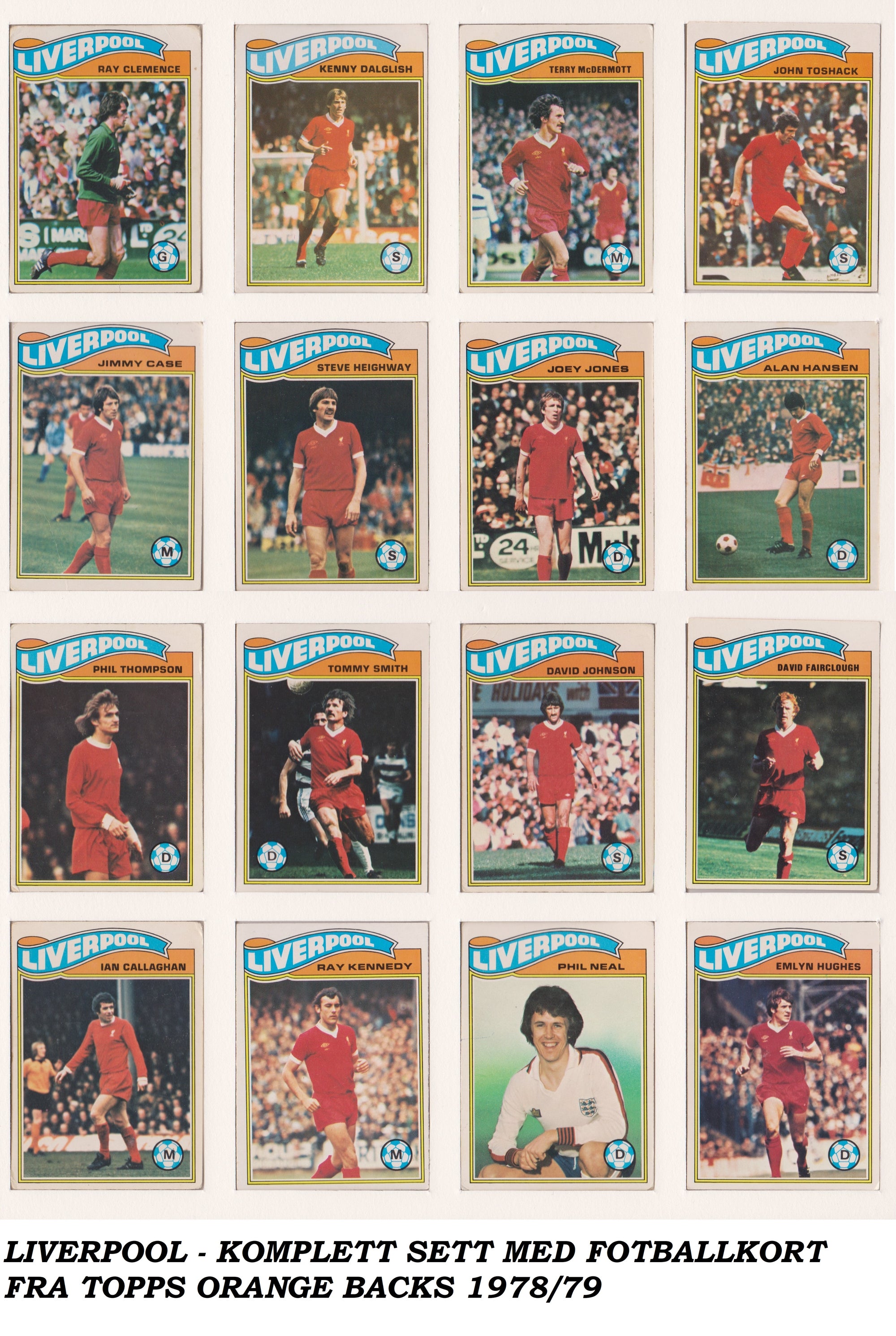 000. LIVERPOOL - KOMPLETT SETT MED FOTBALLKORT FRA TOPPS 1978/79