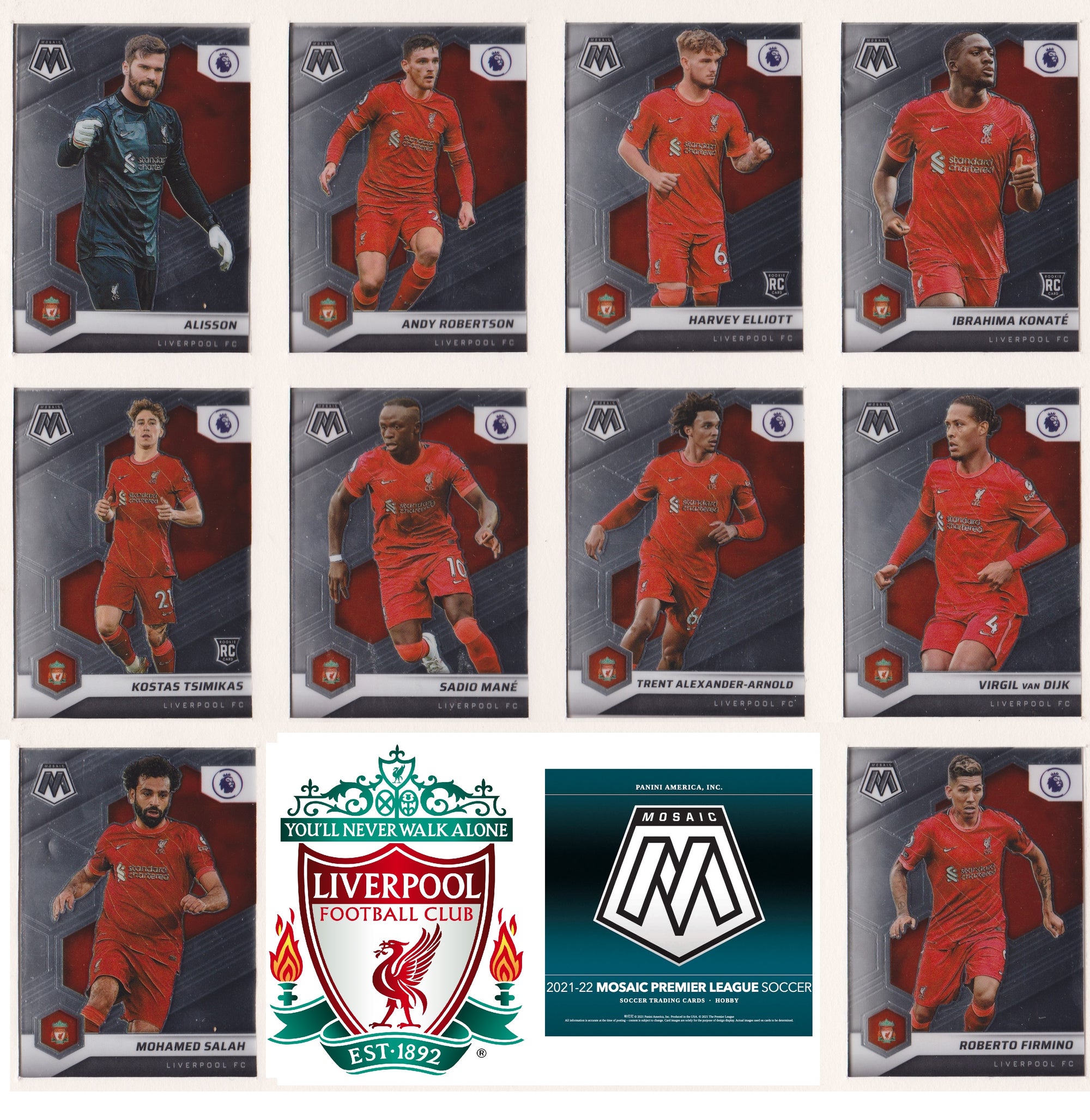 LIVERPOOL - PANINI MOSAIC PREMIER LEAGUE 2021/22 - KOMPLETT LAGSETT