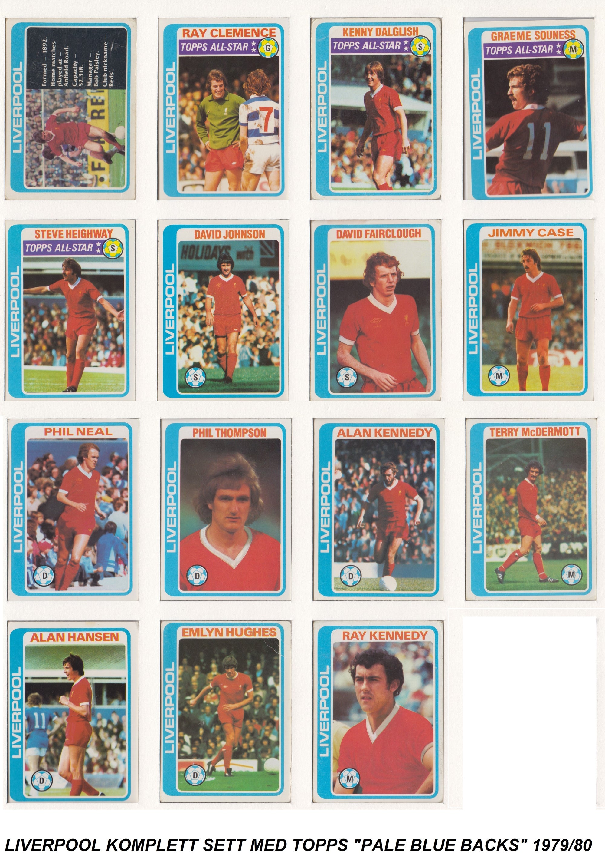 000. LIVERPOOL - KOMPLETT SETT MED FOTBALLKORT FRA TOPPS 1979/80