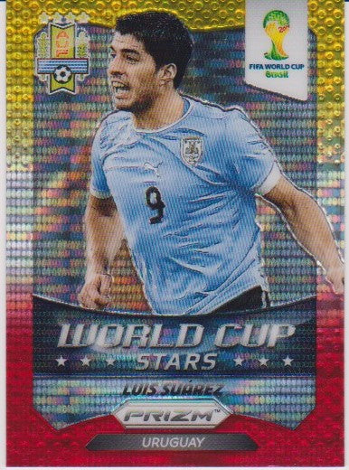 037. LUIS SUAREZ - URUGUAY - WORLD CUP STARS - YELLOW AND RED PRIZM