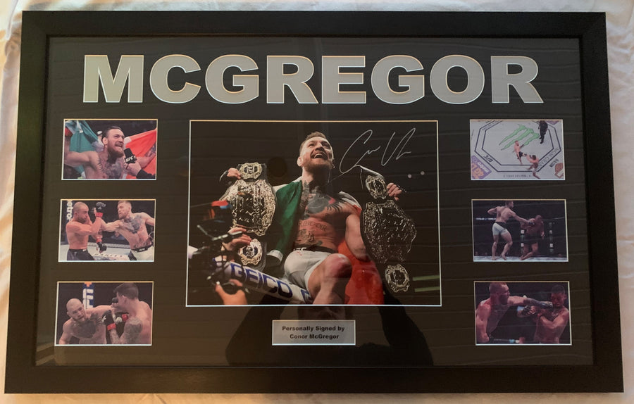 CONOR McGREGOR - SIGNERT BILDE I STOR MONTASJE MED EKTEHETSBEVIS/COA