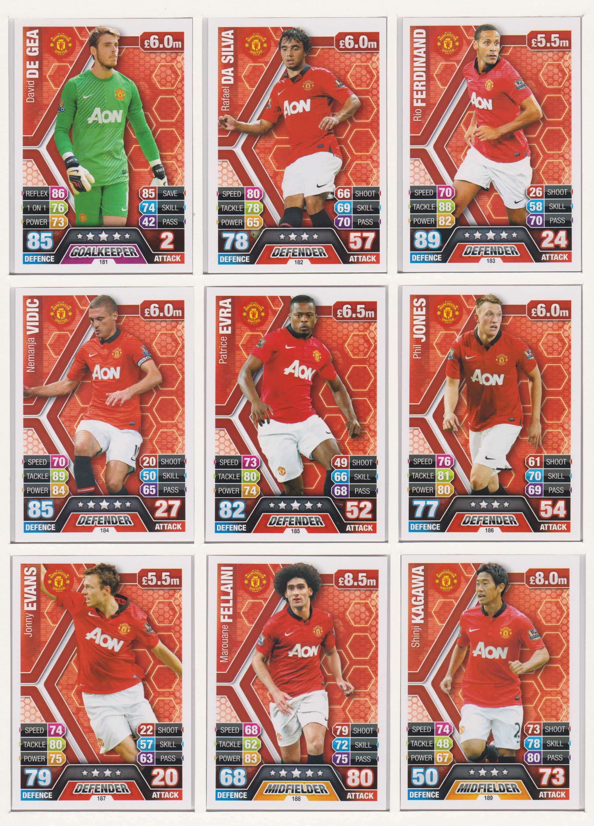 000. MANCHESTER UNITED - KOMPLETT SETT MED TOPPS MATCH ATTAX PREMIER LEAGUE 2013/14