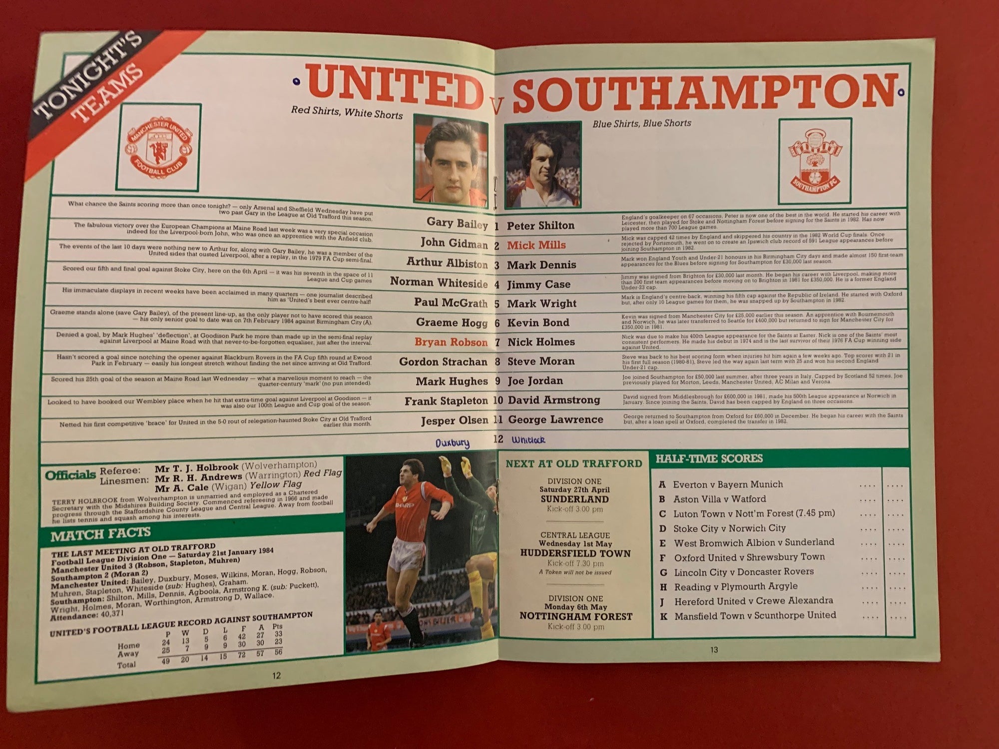 1985-24.4 - MANCHESTER UNITED VS SOUTHAMPTON