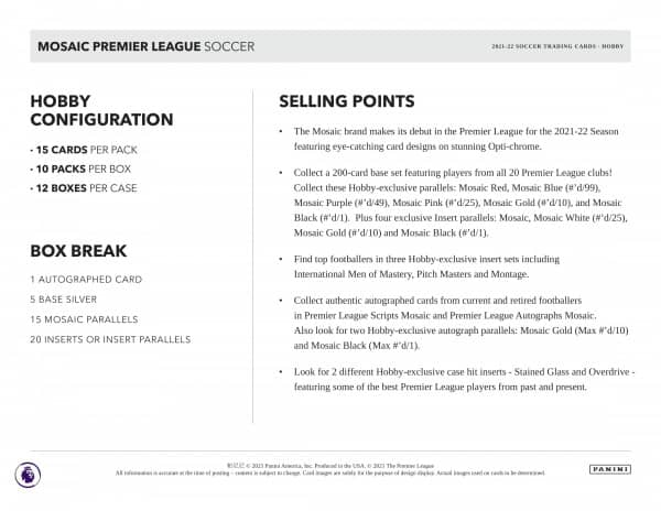 PANINI MOSAIC PREMIER LEAGUE 2021/22 - HOBBYBOX