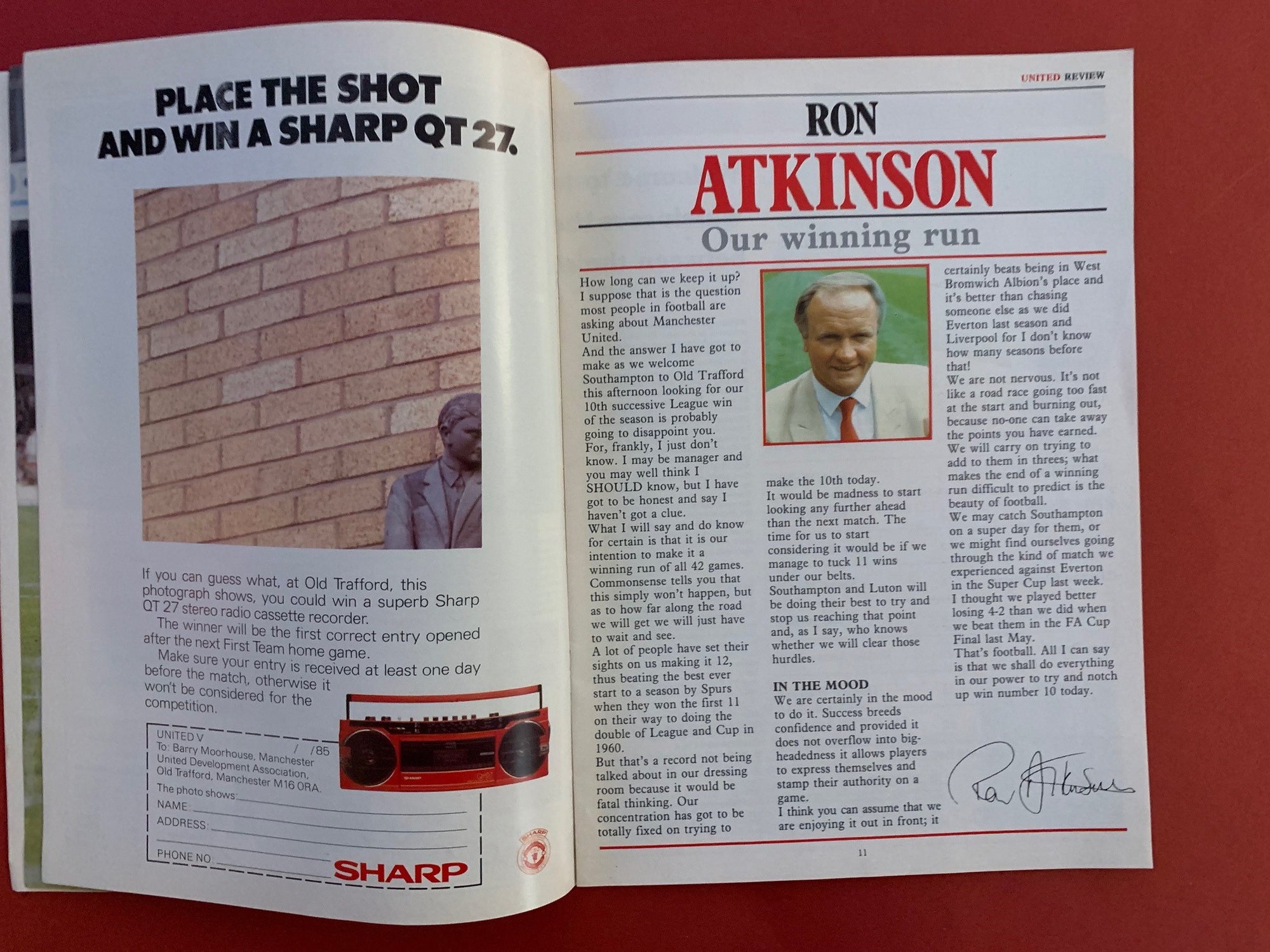 1985-28.9-MANCHESTER UNITED VS SOUTHAMPTON