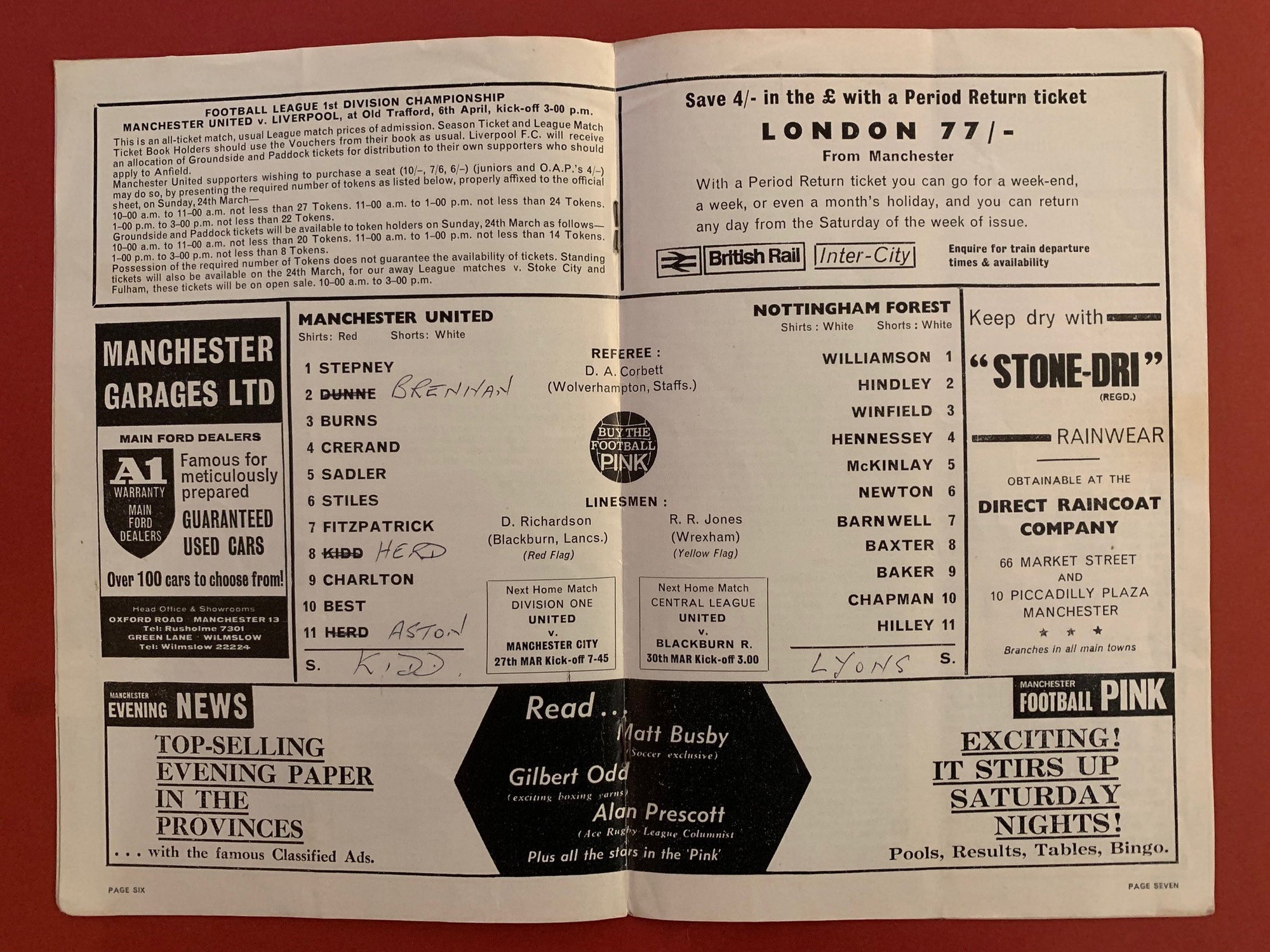 1968-23.3 - MANCHESTER UNITED VS NOTTINGHAM FOREST