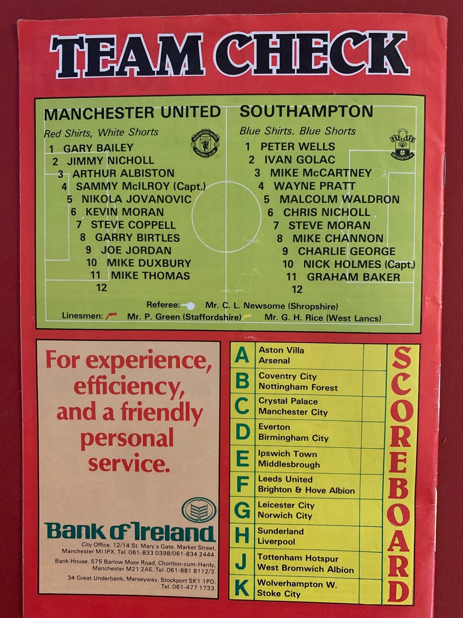 1980-29.11 - MANCHESTER UNITED VS SOUTHAMPTON
