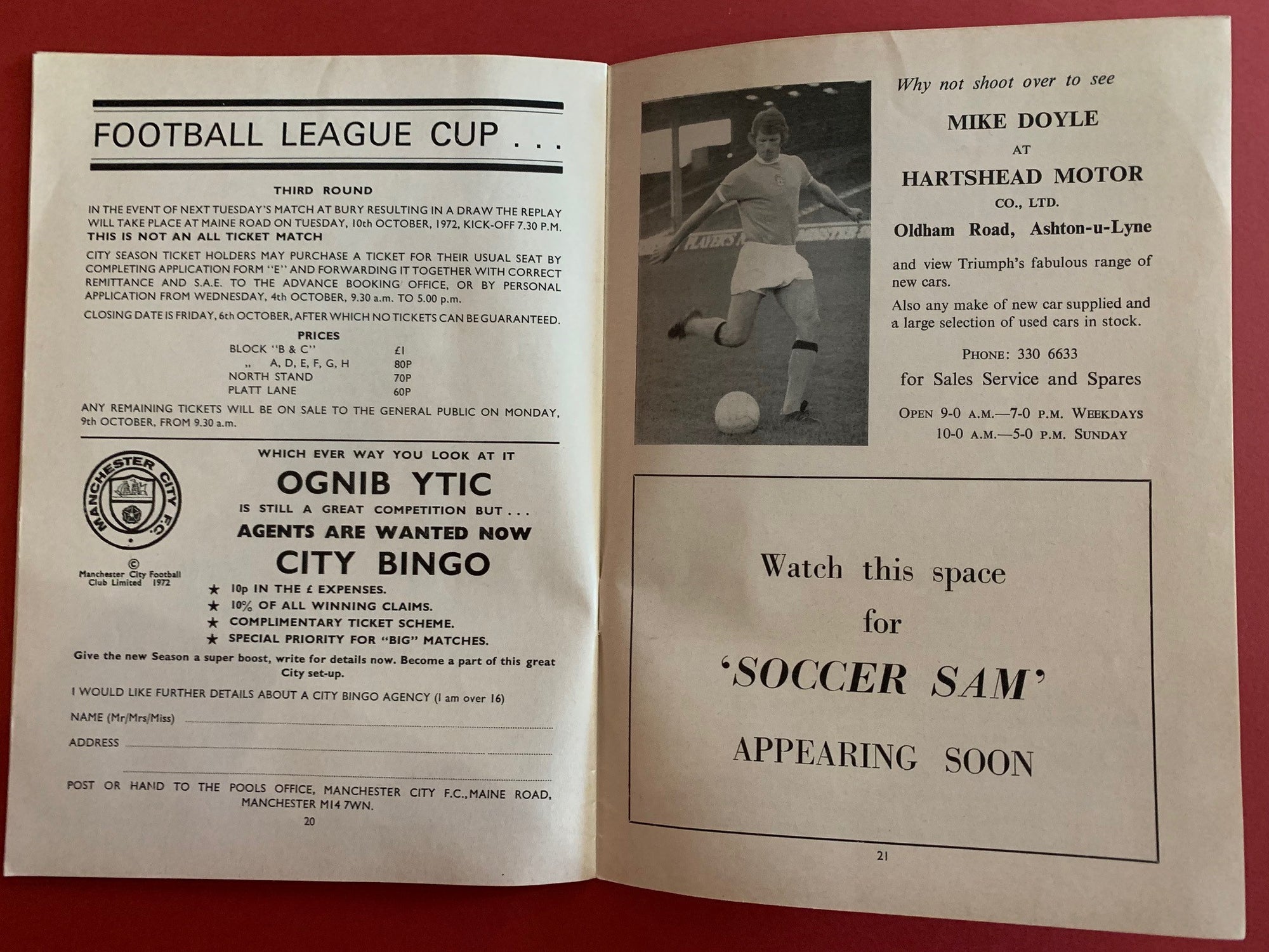 1972-30.09  - MANCHESTER CITY VS WEST BROMWICH ALBION