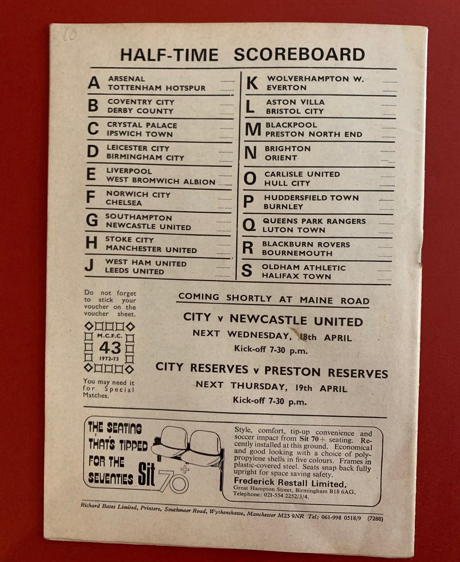 1973-14.04  - MANCHESTER CITY VS SHEFFIELD UNITED