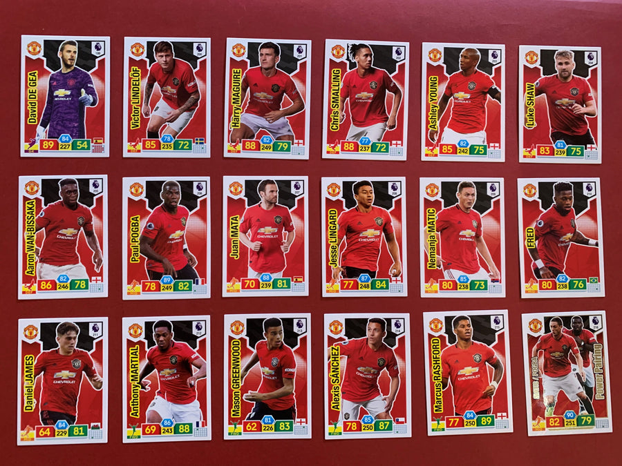 000. MANCHESTER UNITED - KOMPLETT SETT PANINI PREMIER LEAGUE ADRENALYN 2019/20