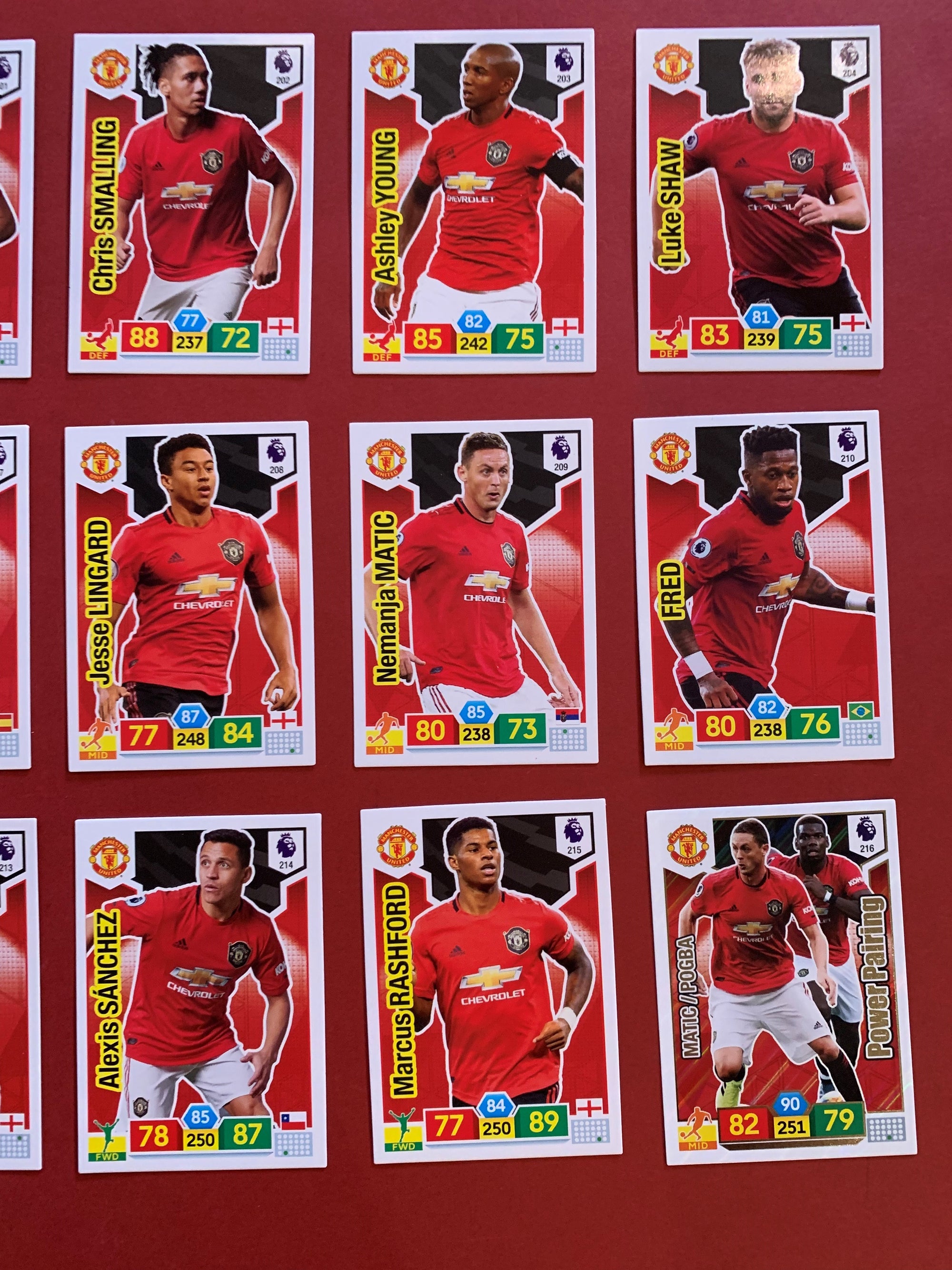 000. MANCHESTER UNITED - KOMPLETT SETT PANINI PREMIER LEAGUE ADRENALYN 2019/20