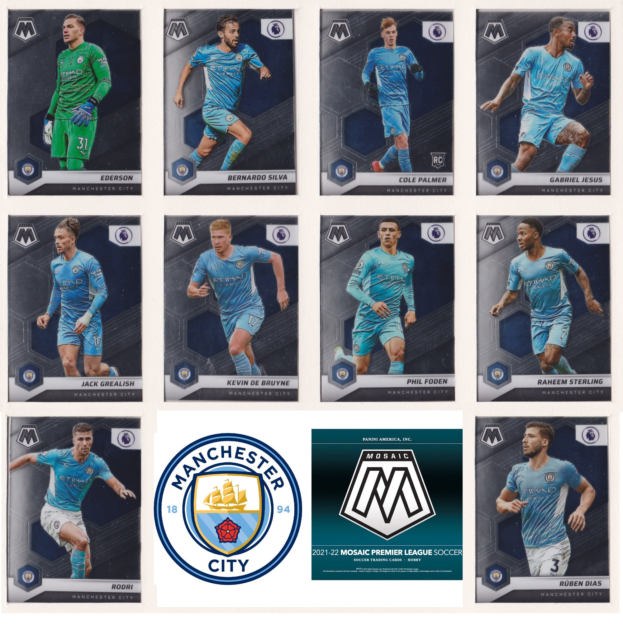 MANCHESTER CITY - PANINI MOSAIC PREMIER LEAGUE 2021/22 - KOMPLETT LAGSETT