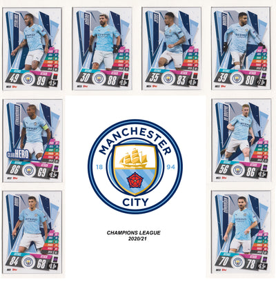 MANCHESTER CITY KOMPLETT SETT MED TOPPS CHAMPIONS LEAGUE 2020/21