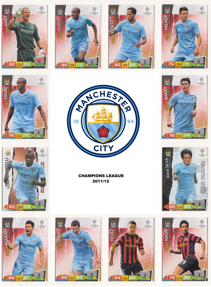 000. MANCHESTER CITY KOMPLETT SETT - CHAMPIONS LEAGUE 2011/12