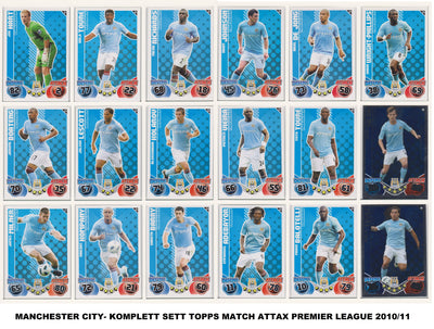 000. MANCHESTER CITY  - KOMPLETT SETT MED TOPPS MATCH ATTAX PREMIER LEAGUE 2010/11