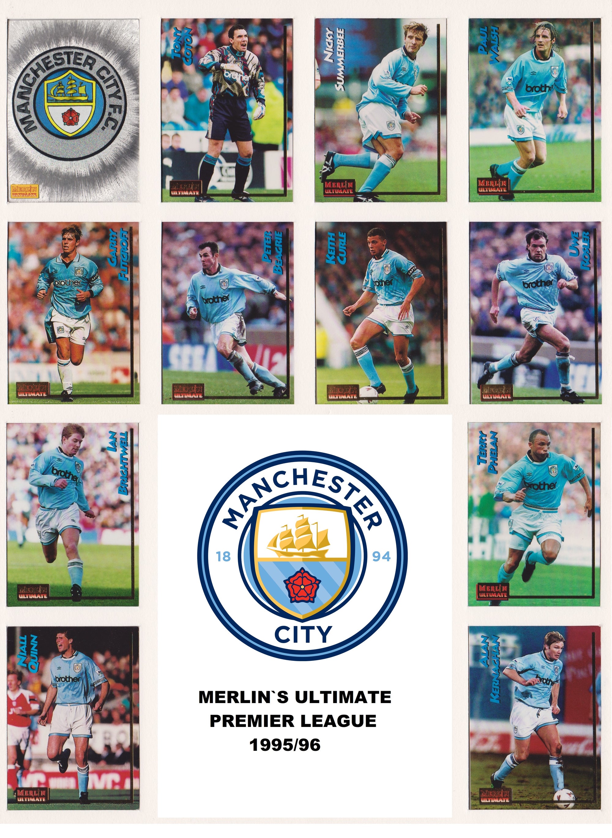 000. MANCHESTER CITY - KOMPLETT SETT MERLIN`S ULTIMATE 1995/96