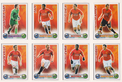 000. MANCHESTER UNITED - KOMPLETT SETT MED FOTBALLKORT FRA MATCH ATTAX 2008/09