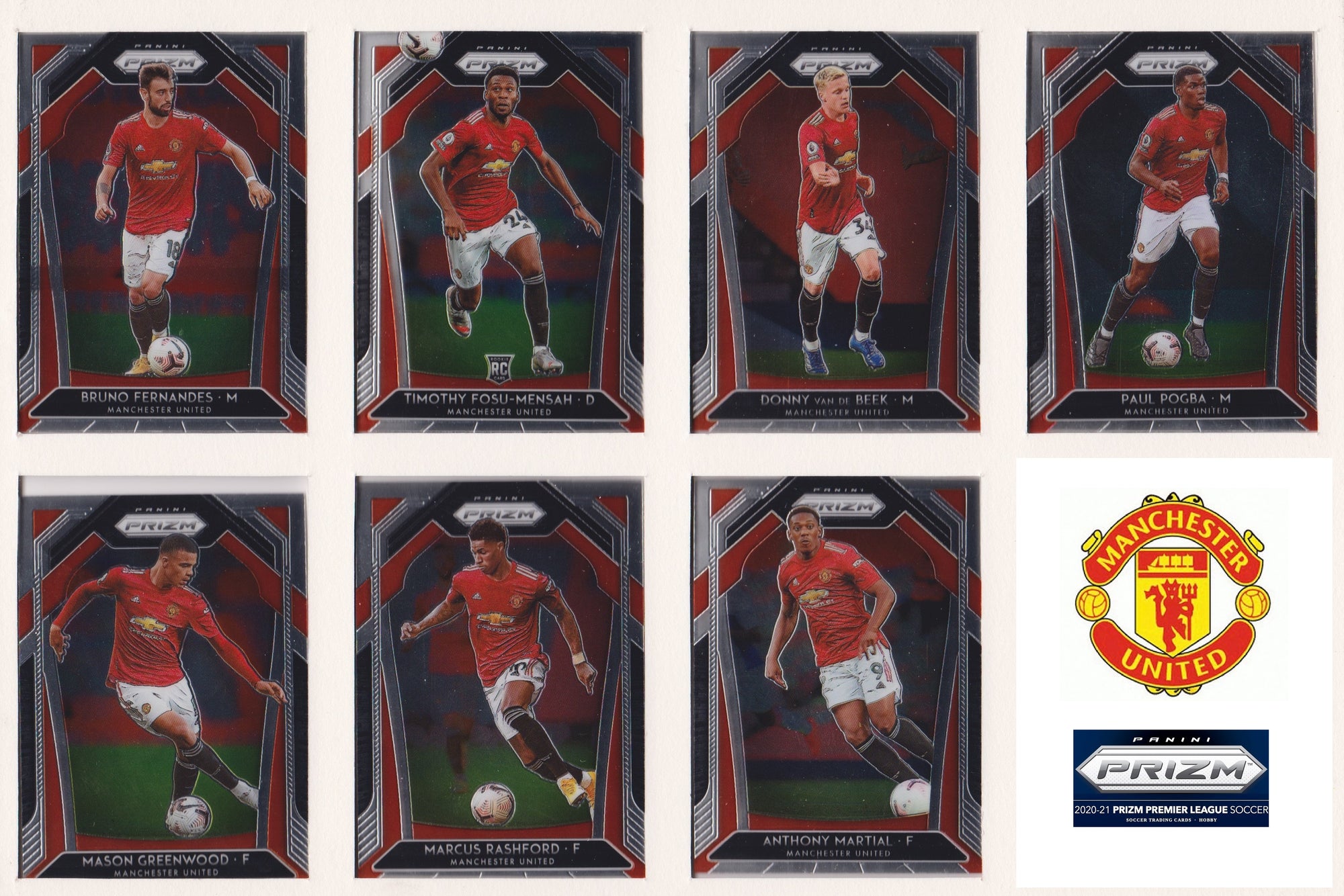 000. MANCHESTER UNITED - KOMPLETT SETT MED PANINI PRIZM PREMIER LEAGUE 2020/21