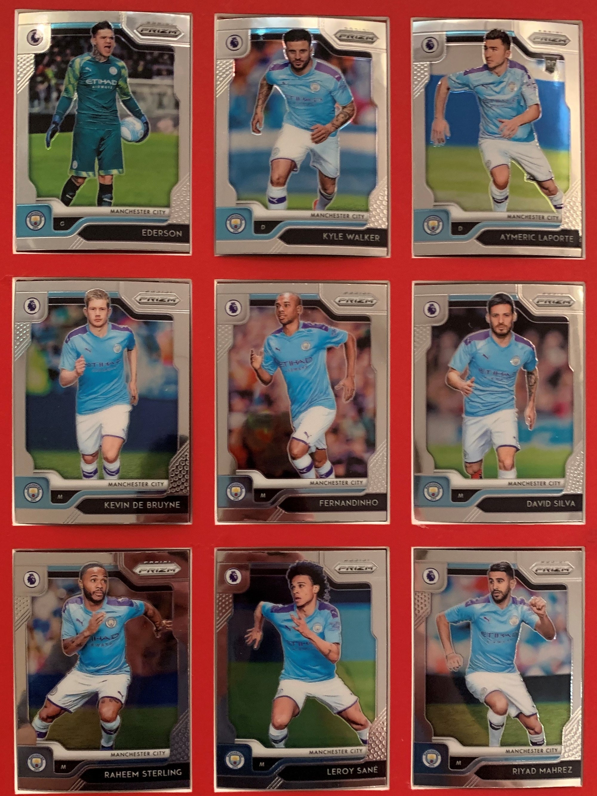 000. MANCHESTER CITY - KOMPLETT SETT MED PANINI PRIZM PREMIER LEAGUE 2019/20
