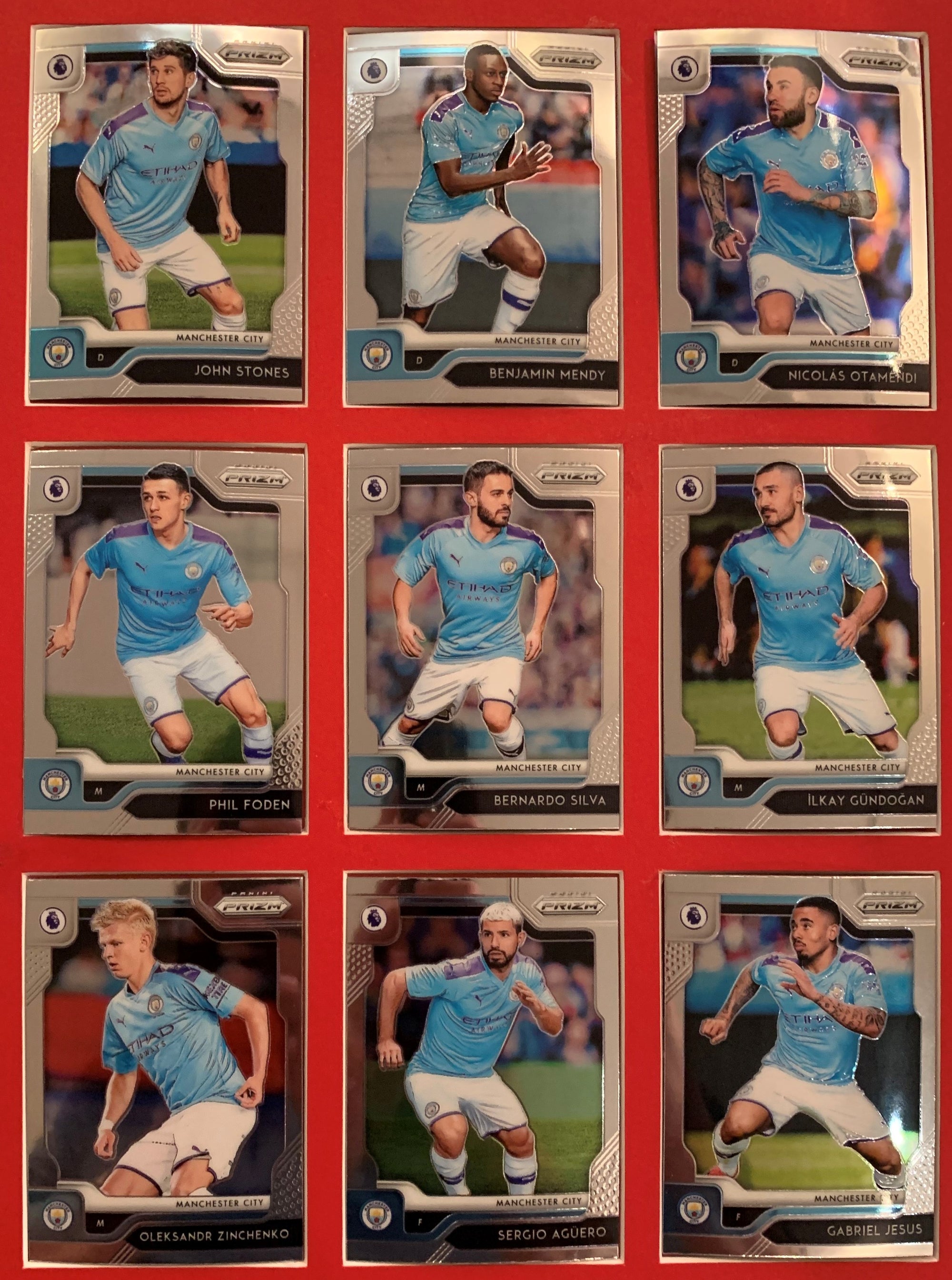 000. MANCHESTER CITY - KOMPLETT SETT MED PANINI PRIZM PREMIER LEAGUE 2019/20