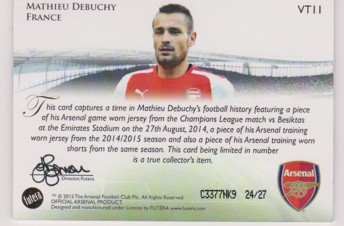 000. VT 11. MATHIEU DEBUCHY - FUTERA 2015 VIRTUOSO - "GAME USED MEMORABILIA" #27