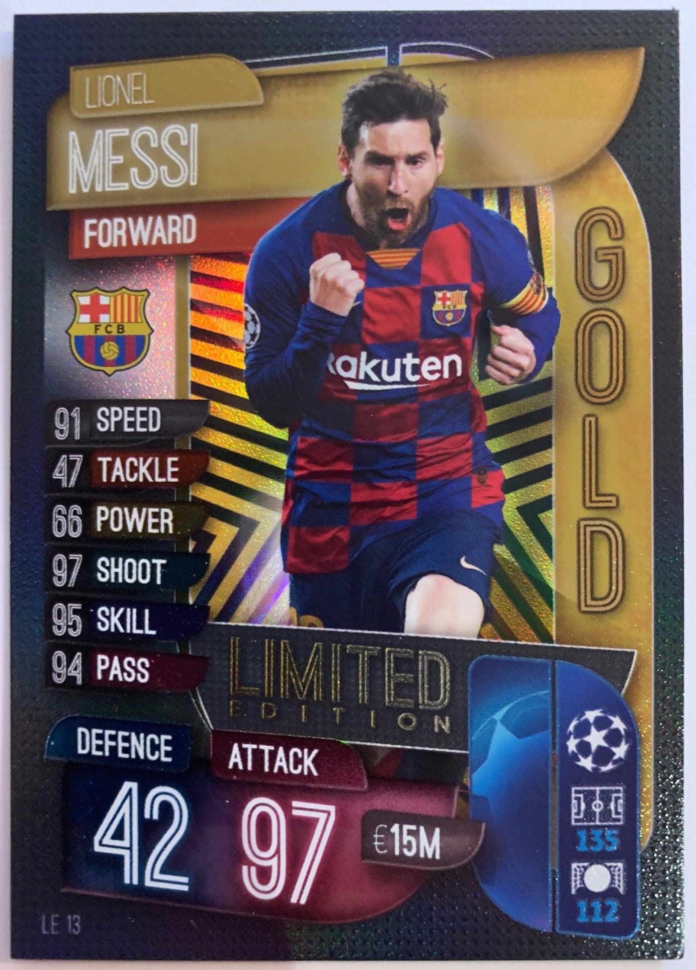 LE13. LIONEL MESSI - FC BARCELONA - LIMITED EDITION GOLD