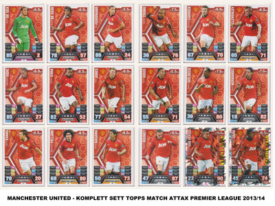 000. MANCHESTER UNITED - KOMPLETT SETT MED TOPPS MATCH ATTAX PREMIER LEAGUE 2013/14