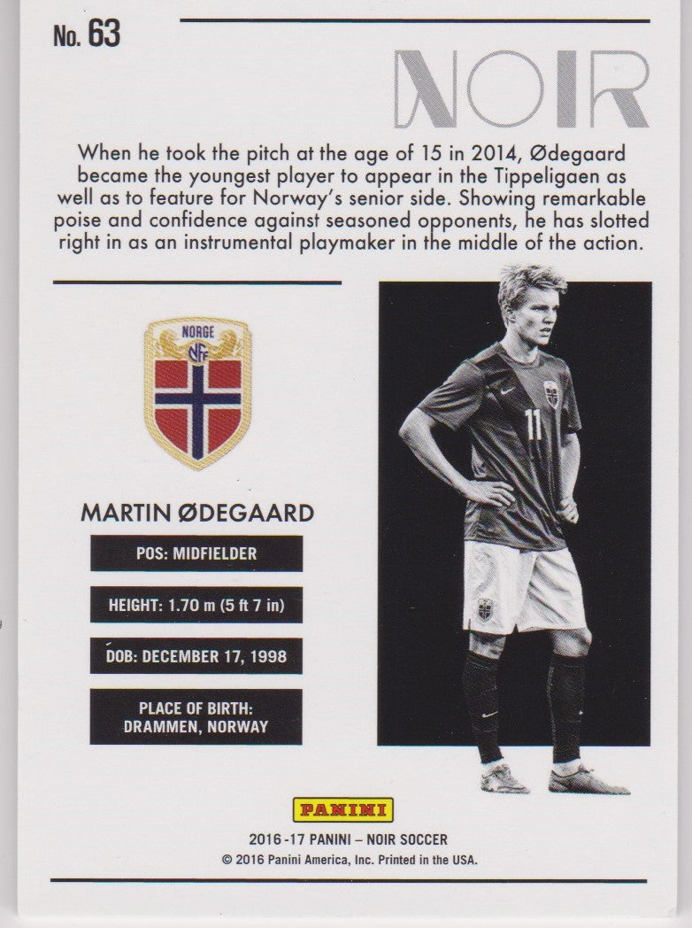 063. MARTIN ØDEGAARD - NORWAY - PANINI NOIR #75