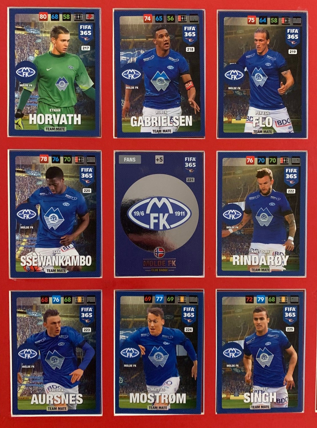 000. MOLDE FK - KOMPLETT SETT MED TEAM MATES - PANINI FIFA 365 2017